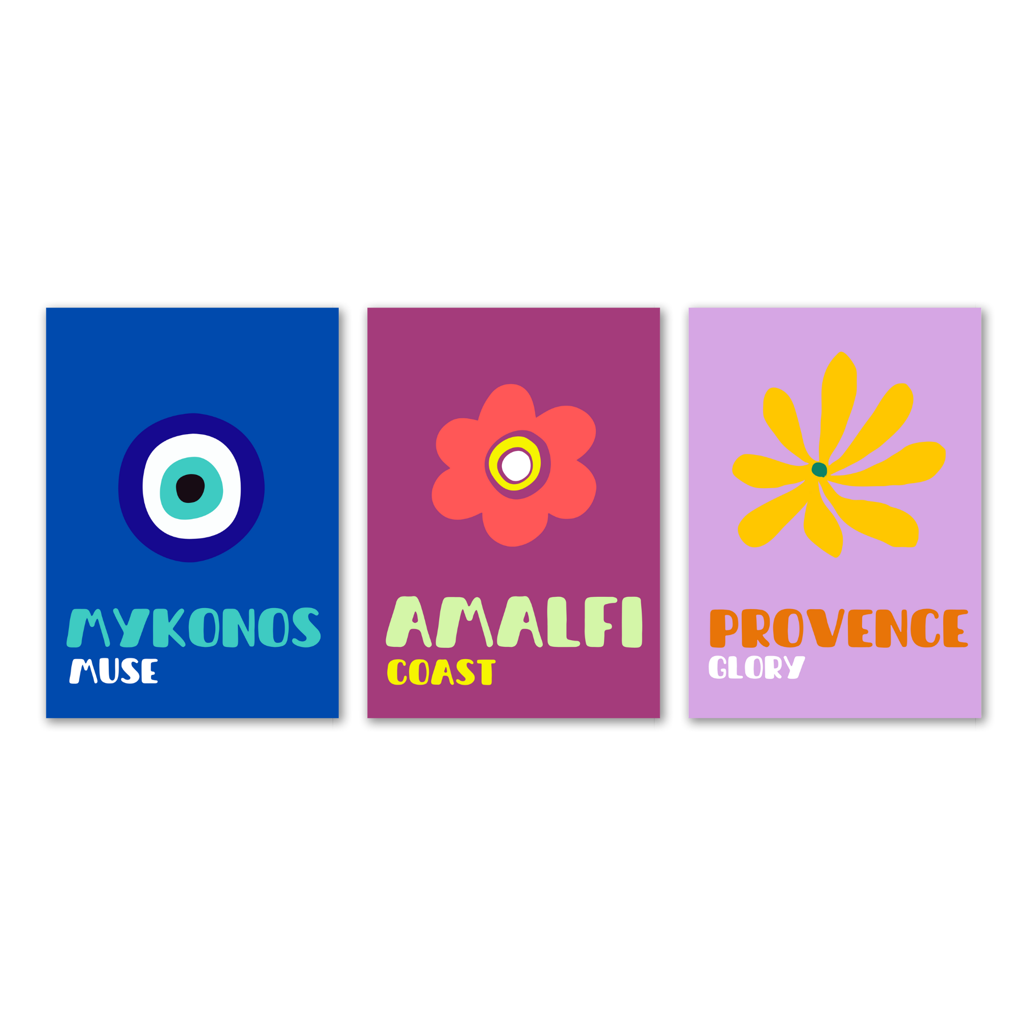 Pack de 3 affiches - Assouline / Mykonos, Amalfi, Provence