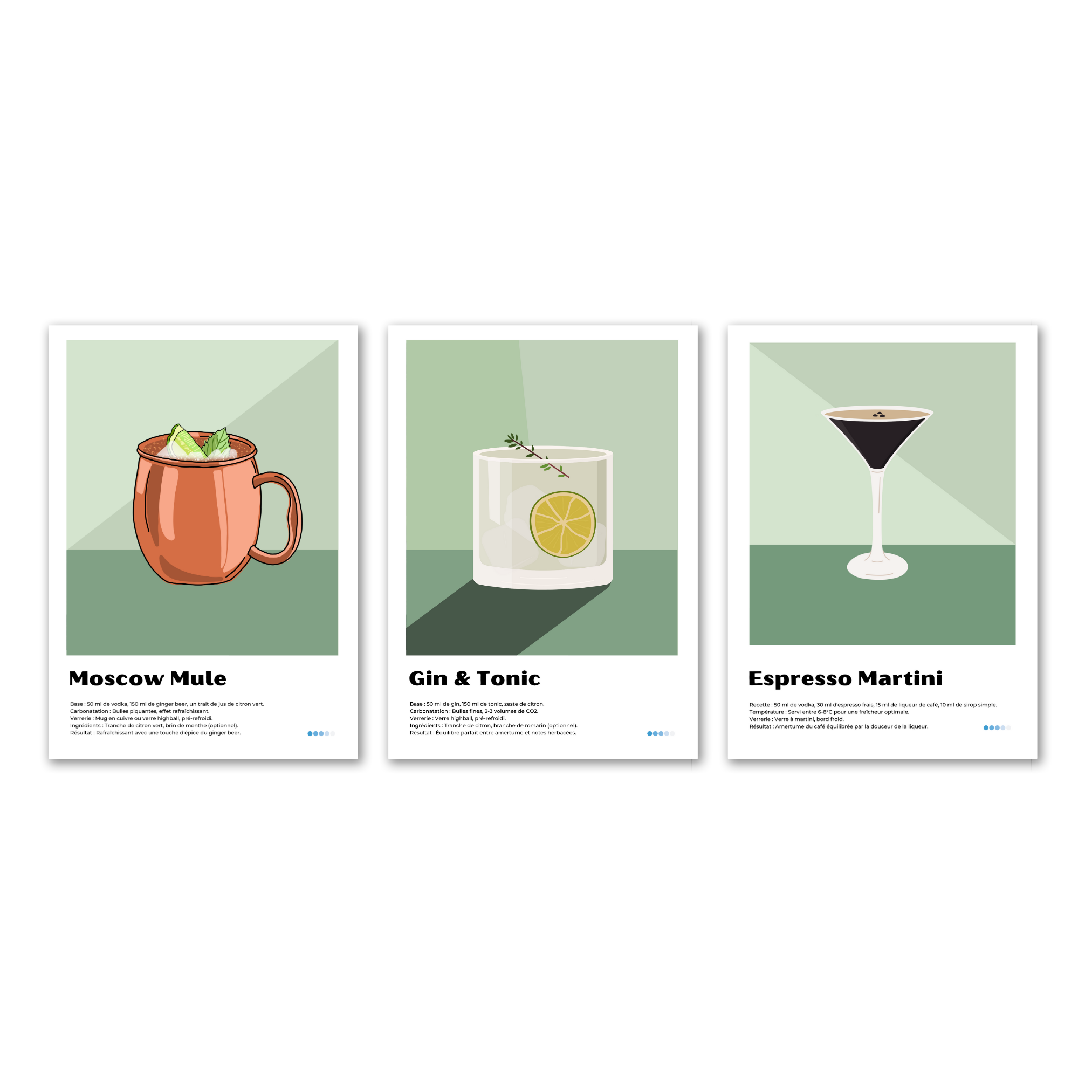 Pack de 3 affiches - Cocktail