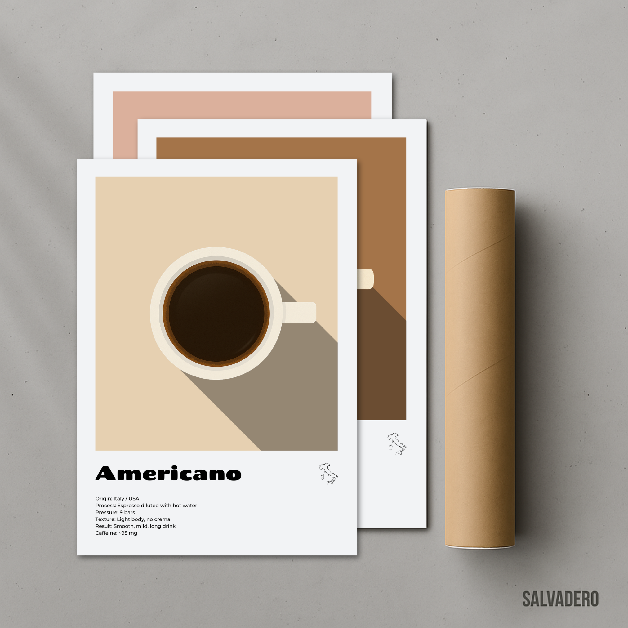 Mocha, Macchiato, Americano - 3 Affiches