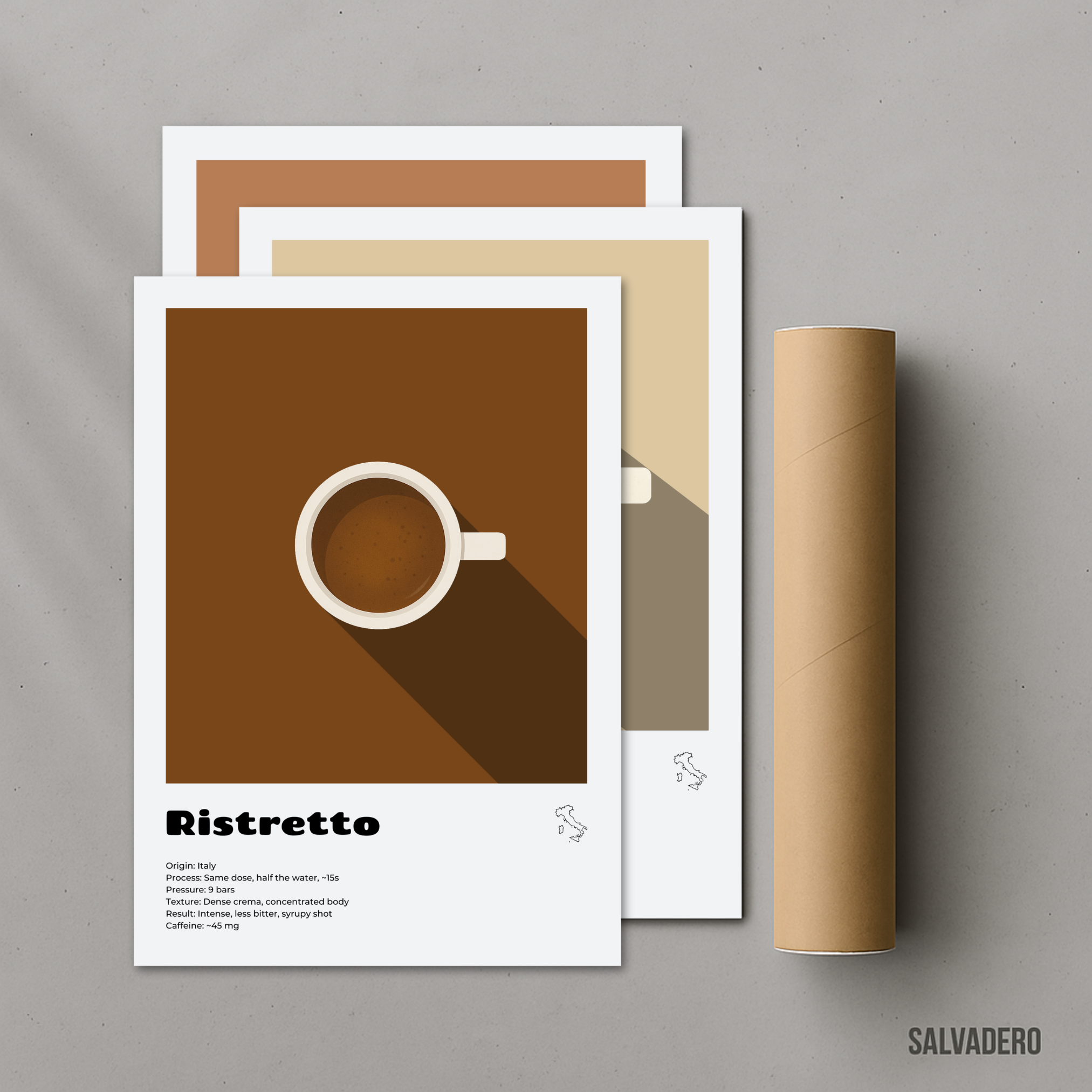 Cappuccino, Latte, Ristretto - 3 Affiches