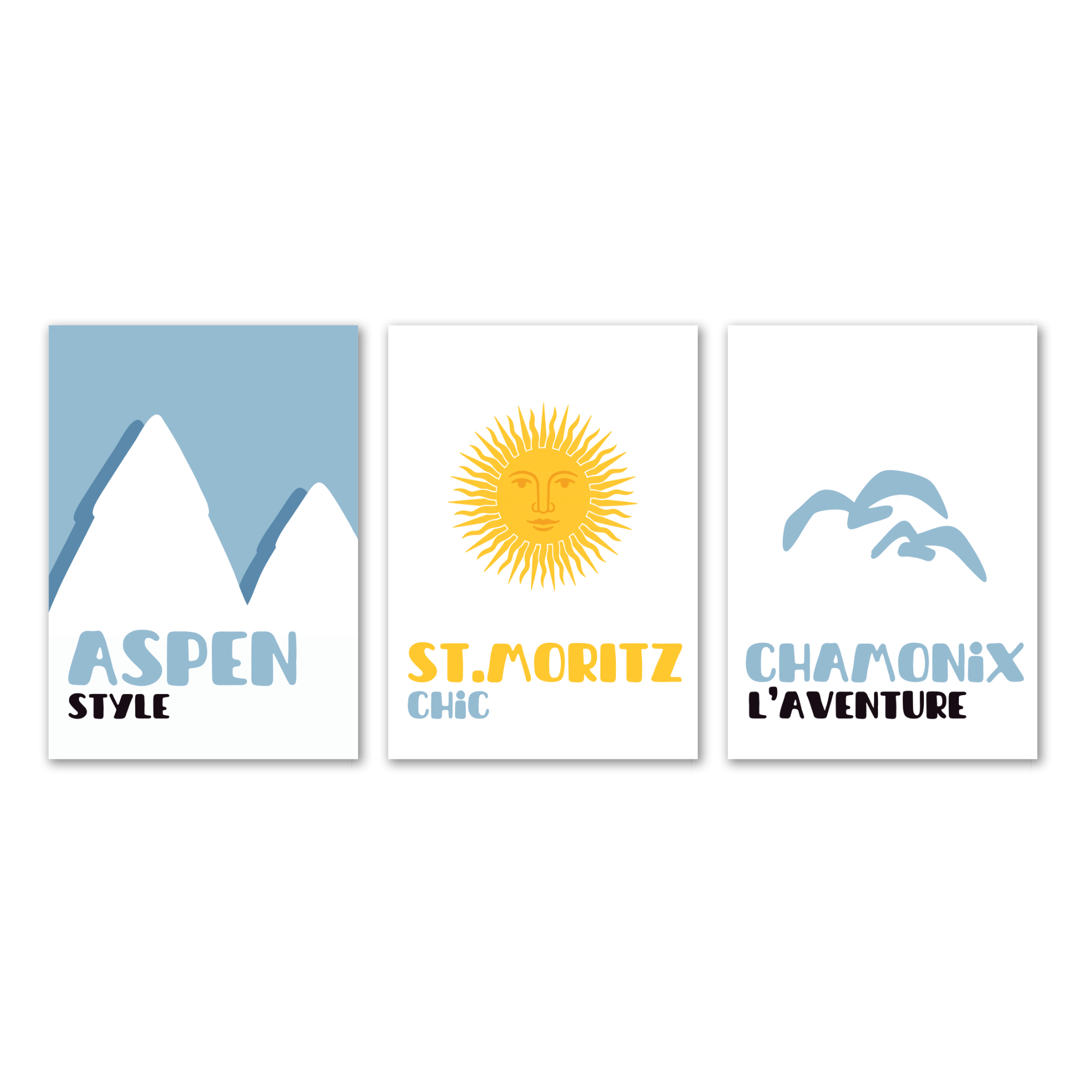 3 Affiches - Assouline / Aspen, Chamonix, St. Moritz
