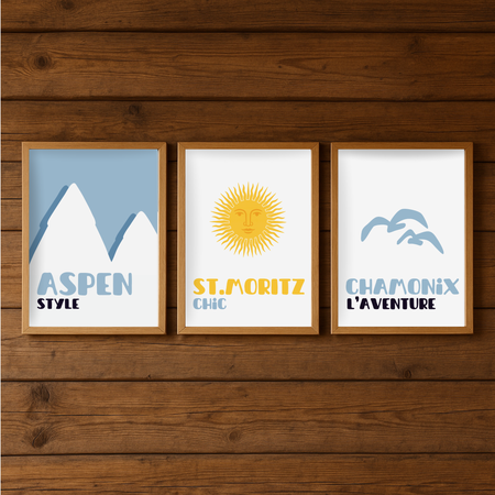 3 Affiches - Assouline / Aspen, Chamonix, St. Moritz