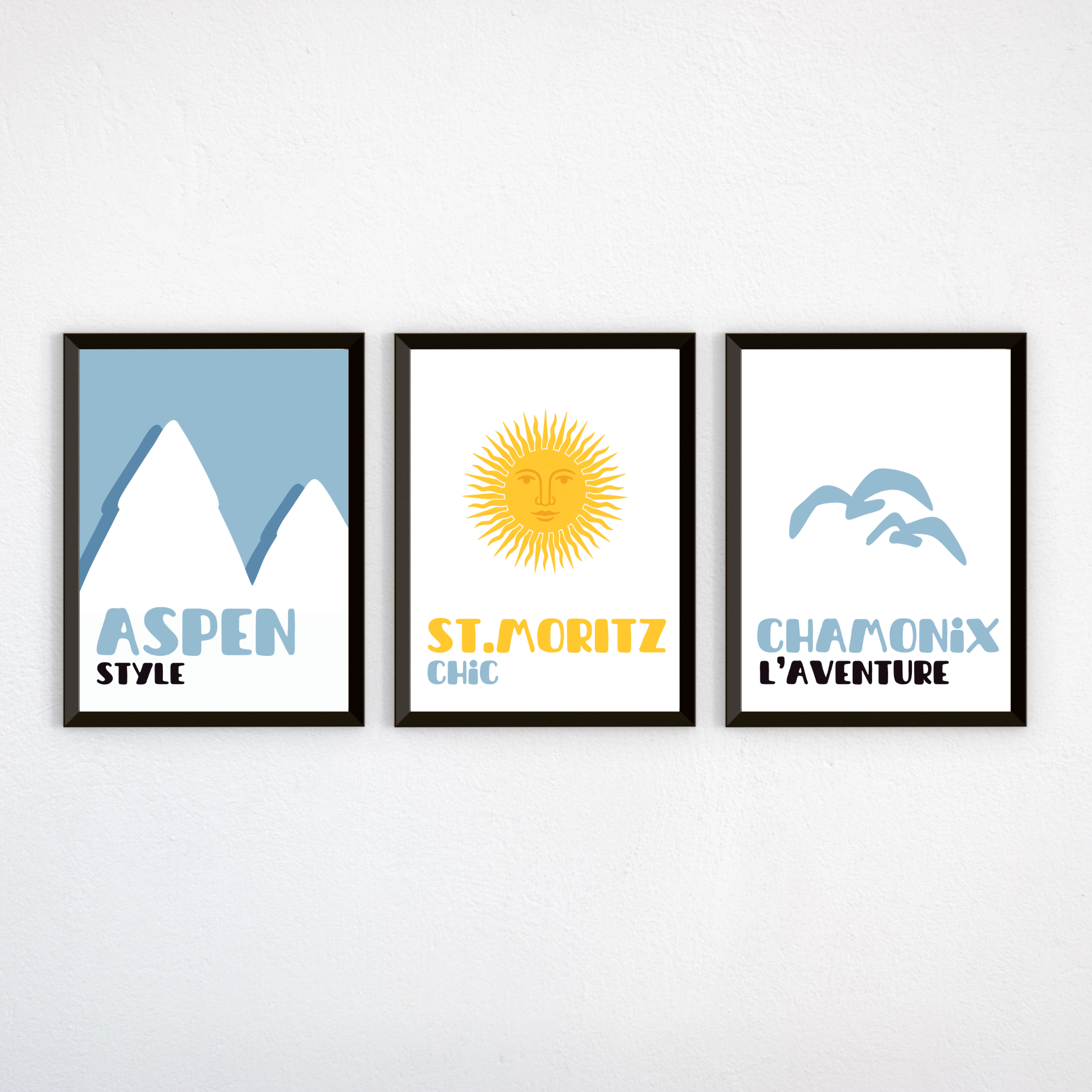3 Affiches - Assouline / Aspen, Chamonix, St. Moritz